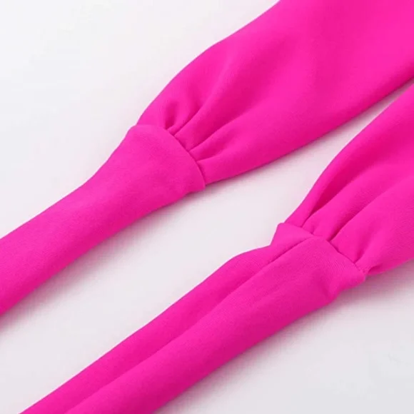 Barbie pink Women’s Criss cross  High Waisted 2 piece bathing suit - Picture 6 of 7